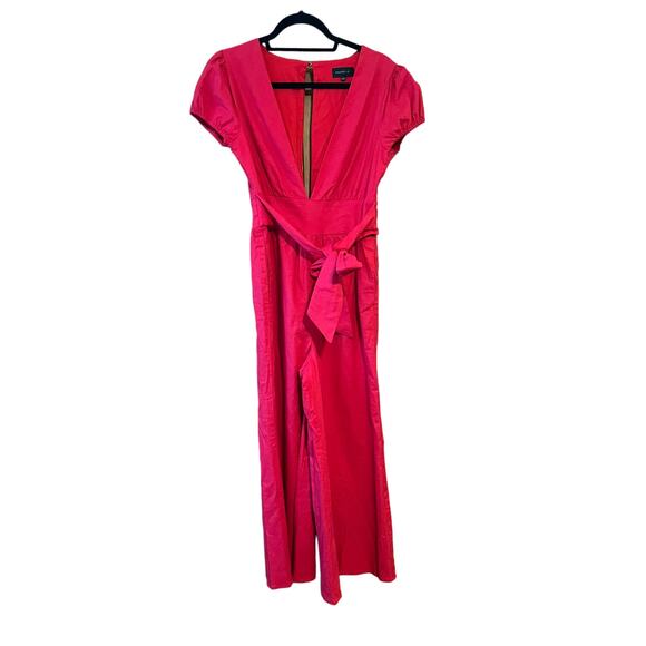 Majorelle Women's Linen One Piece Cropped Wide Leg Jumpsuit Puff Sleeve Size S - Picture 1 of 10